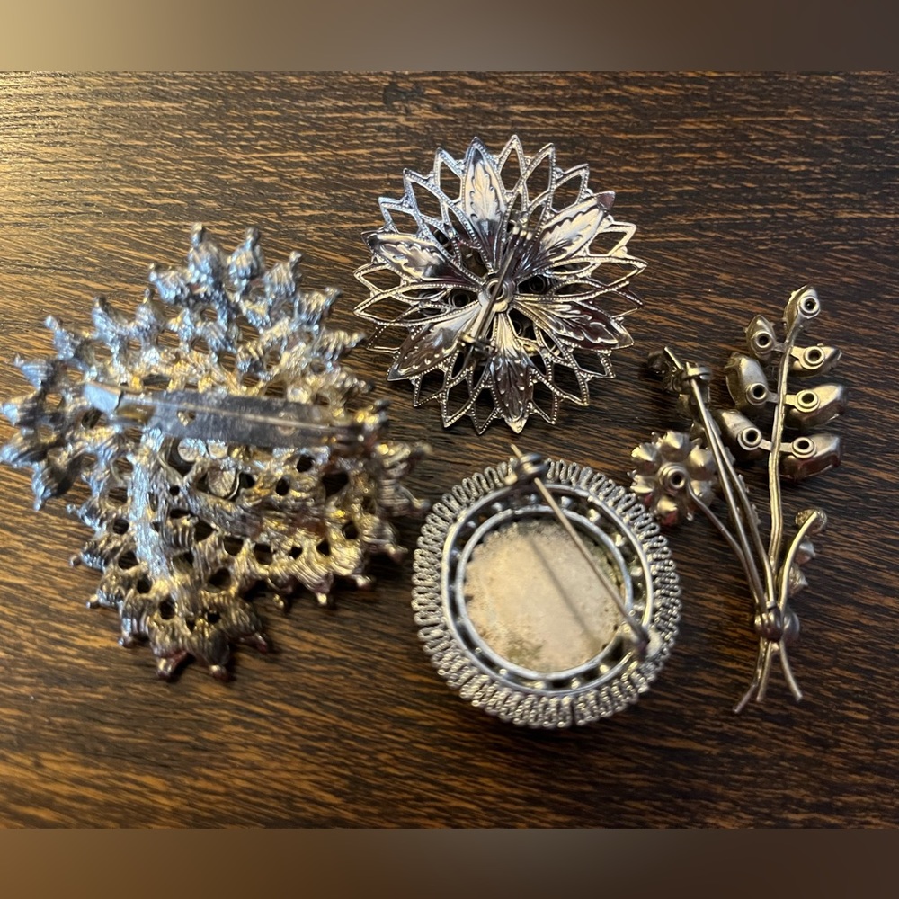 Vintage Rhinestone Flower Costume Brooch Collection - Picture 2 of 6